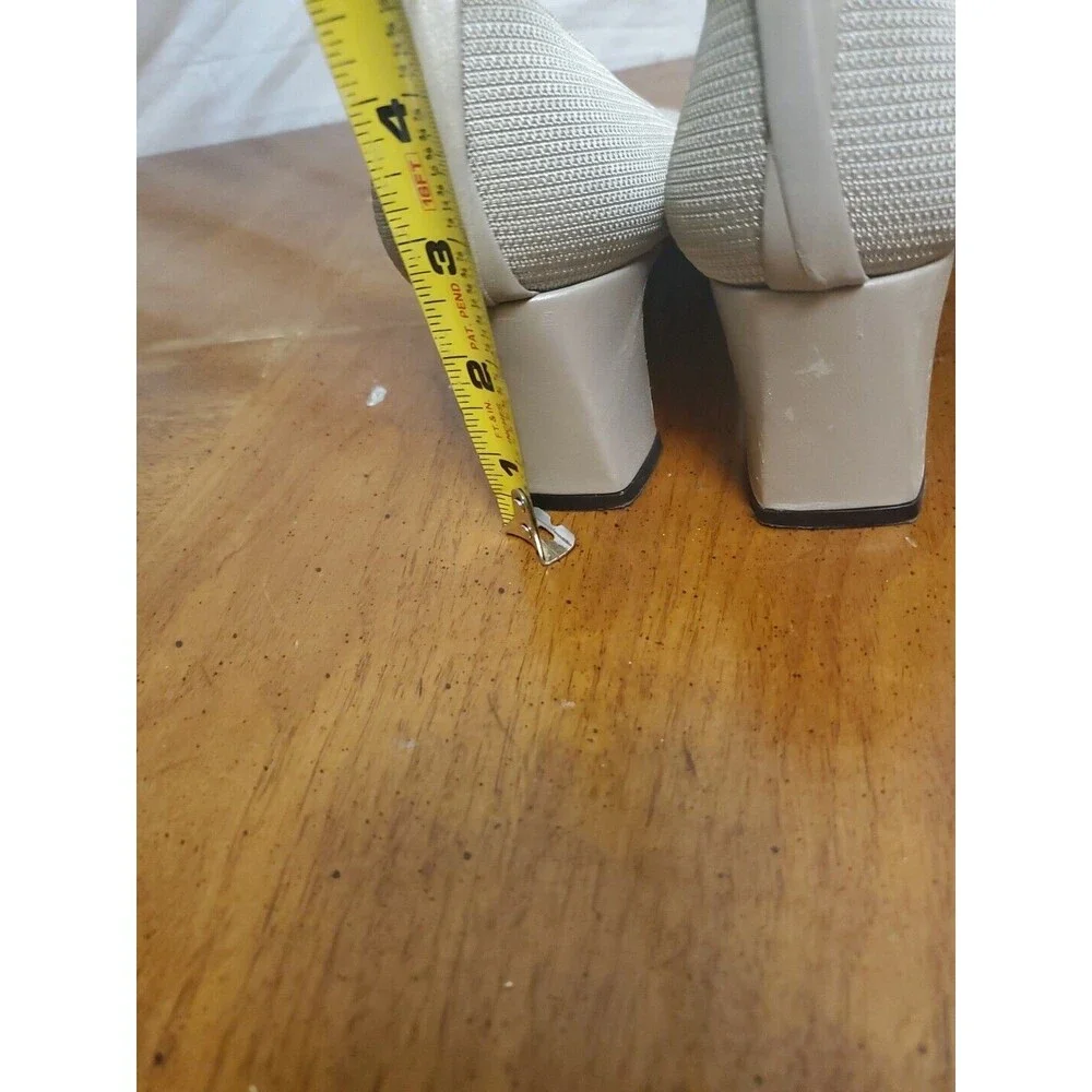 Stuart Weitzman Gold Woven Square Toe Block Heels Shoes Pumps Size 6.5B